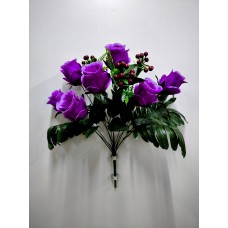 2БК37 Роза-бут.7г+3ягод+3пальм.лист.с пл.папор(10)