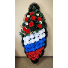 Венок №17А Лодка Триколор с розами 2500(1)